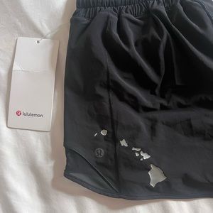 Lululemon Hotty Hot LR 4 inch Shorts Hawaiian Island Decal- Hawaii exclusive